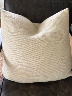 Crate & Barrel CREAM DIAMOND KIT ALPACA BLEND 20 X 20 INCH PILLOW COVER